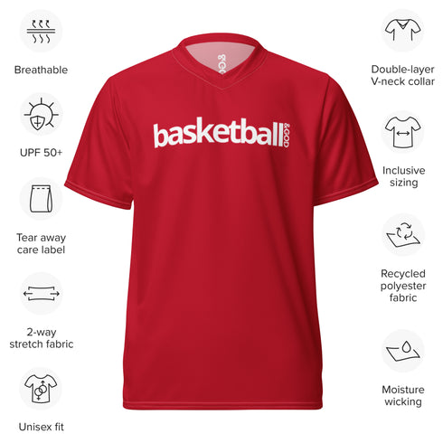 Basketball &God Crimson Recycled Unisex Sports Jersey T-Shirt